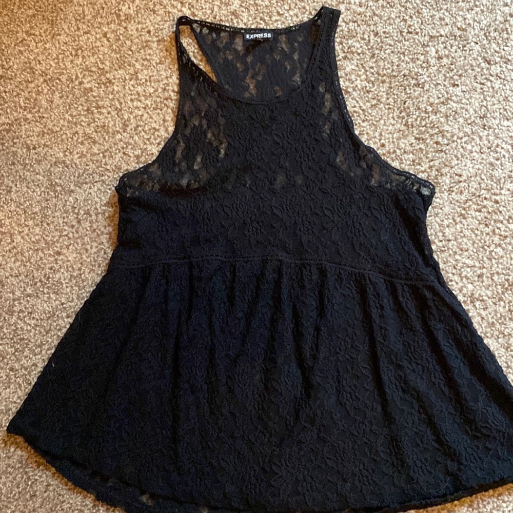 Express lace racer back babydoll top size m